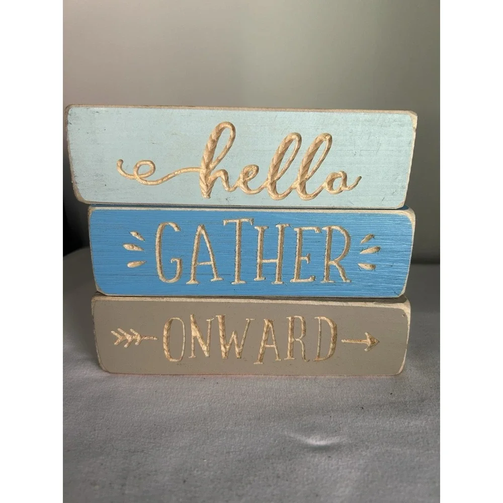 3- Wood Block Inspirational Words Table/Shelf Farmhouse Decor WD9